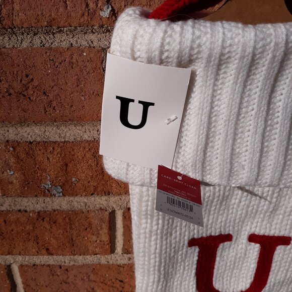 Knit Monogram Christmas Stocking - White - Letter U - Picture 4 of 5